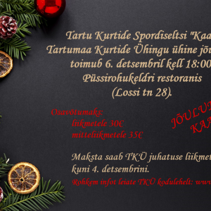 Tartu Kurtide Spordiselts „Kaar“ kutsub 2019. aasta jõulupeole